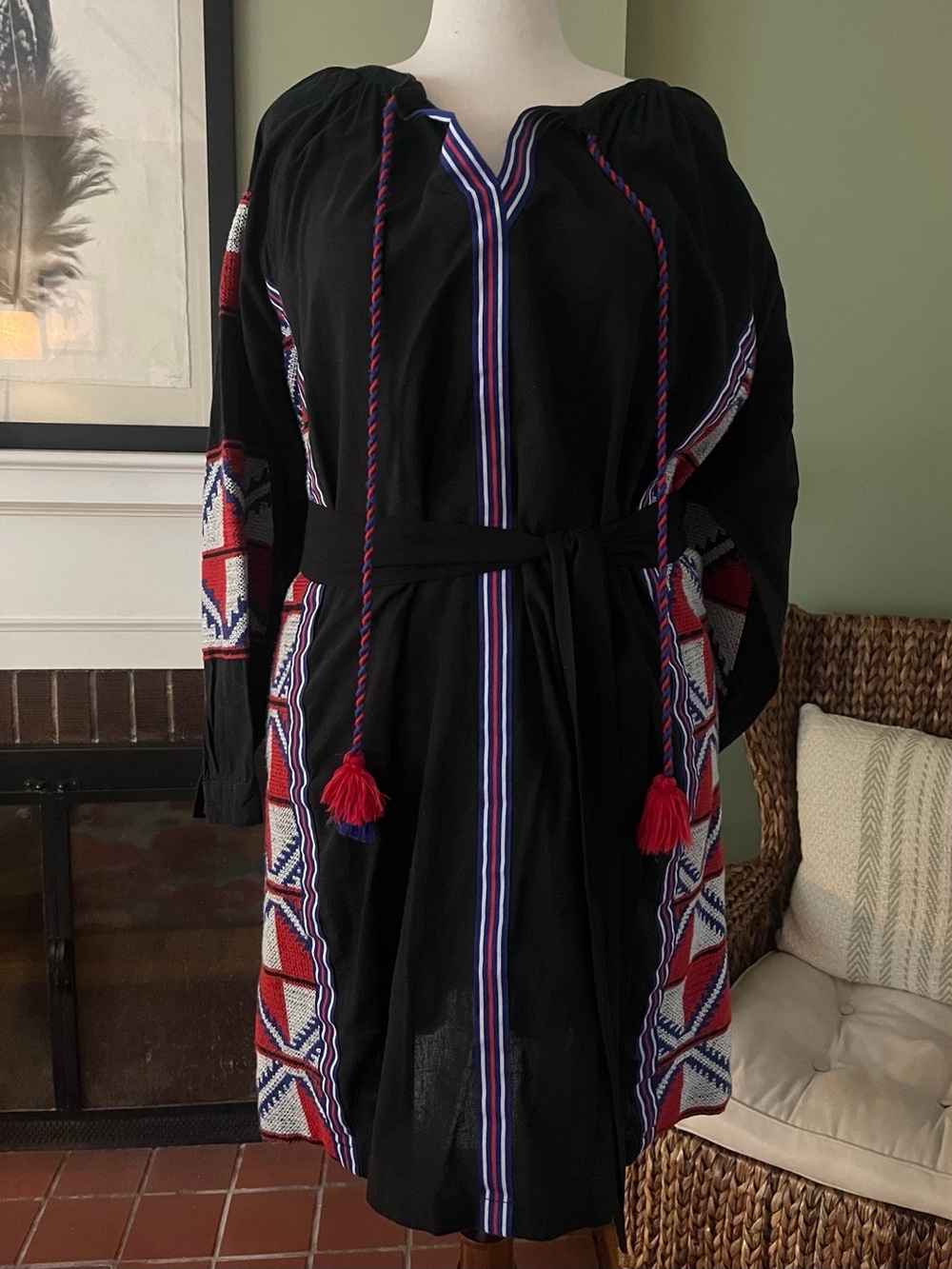 Eloquii Studio Black Embroidered Cotton Peasant Dress - Size 22 - Picture 2 of 12